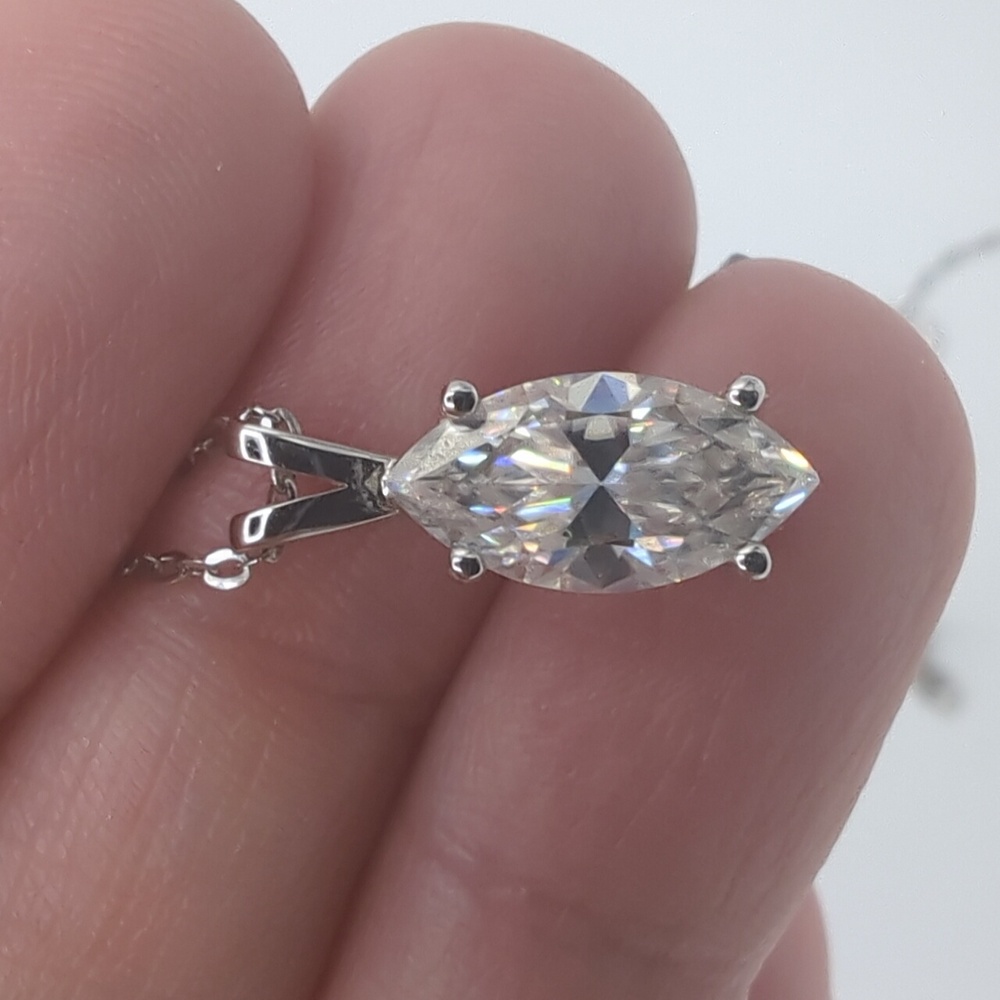 1CT Marquise Cut Moissanite Necklace | Sterling Silver | Super Sparkly! ✨💎✨